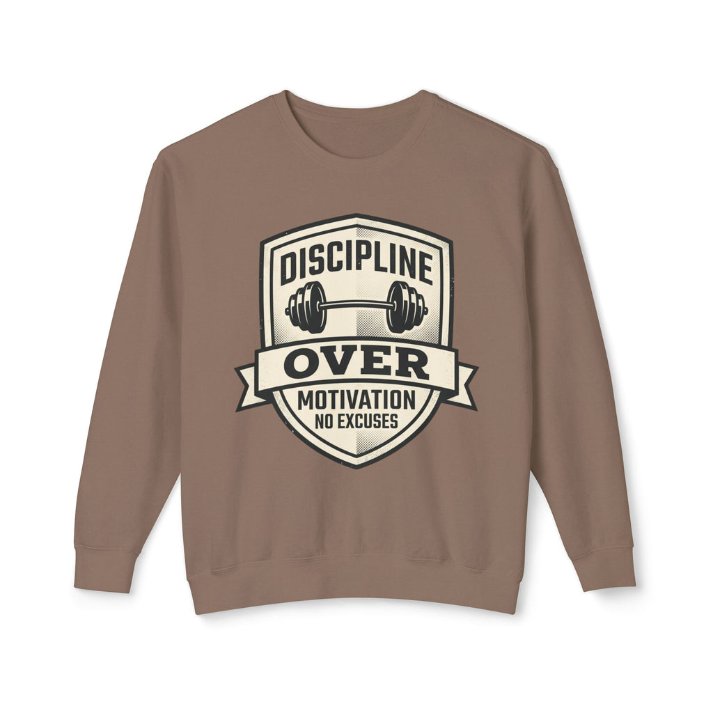 Discipline Over Motivation Sweatshirt — Fitness Crewneck, "No Excuses" Gym Pullover