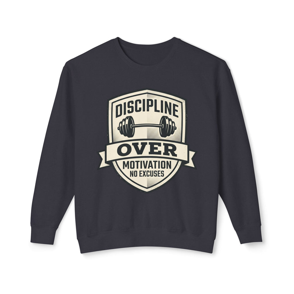 Discipline Over Motivation Sweatshirt — Fitness Crewneck, "No Excuses" Gym Pullover