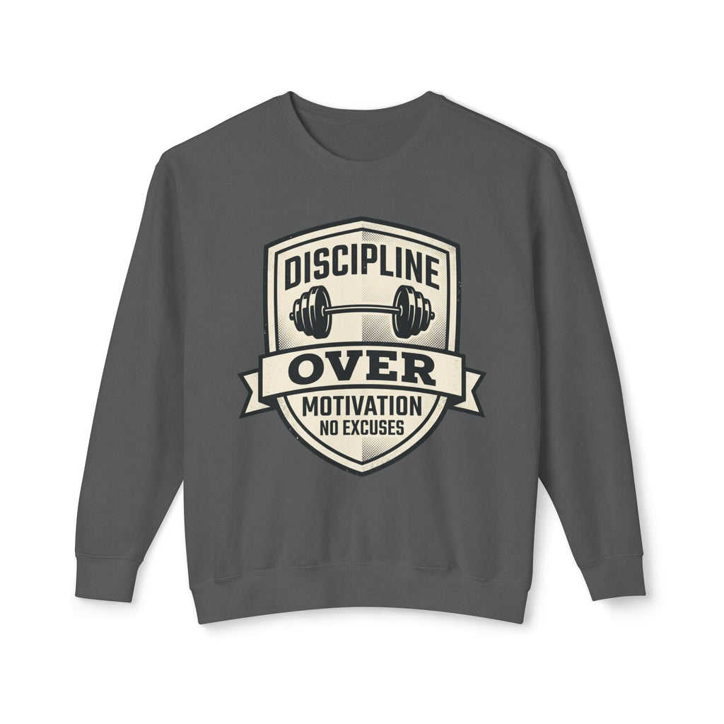 Discipline Over Motivation Sweatshirt — Fitness Crewneck, "No Excuses" Gym Pullover