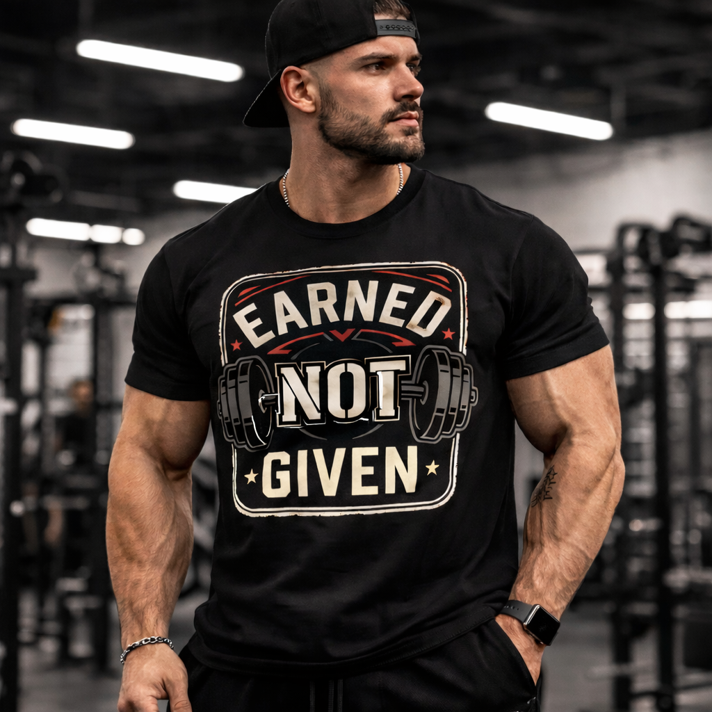 Earned Not Given Gym T-Shirt – Motivational Weightlifting Tee