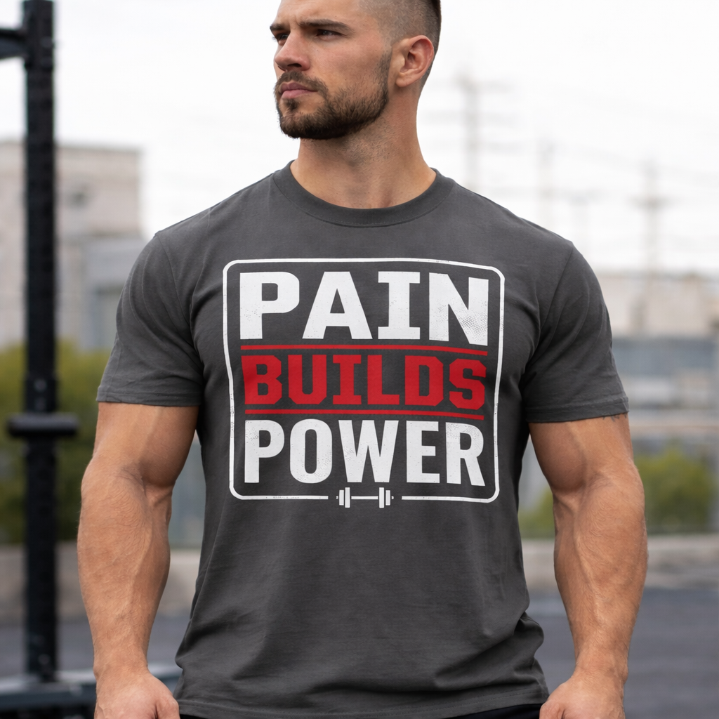 Pain Builds Power T-Shirt — Motivational Gym Workout Tee