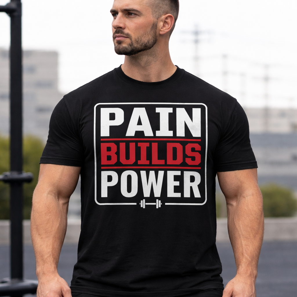 Pain Builds Power T-Shirt — Motivational Gym Workout Tee