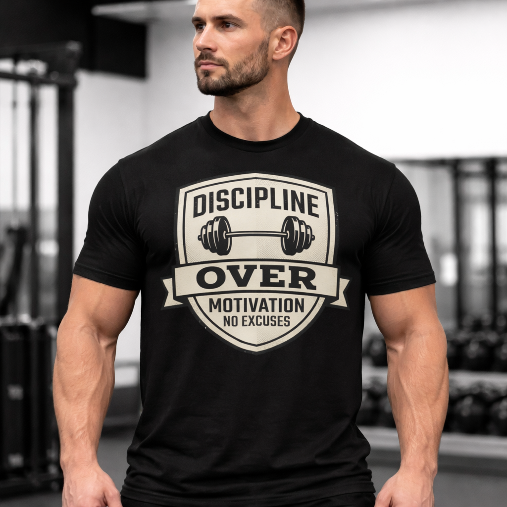Discipline Over Motivation Gym T-Shirt — "Discipline Over Motivation, No Excuses" Workout Tee