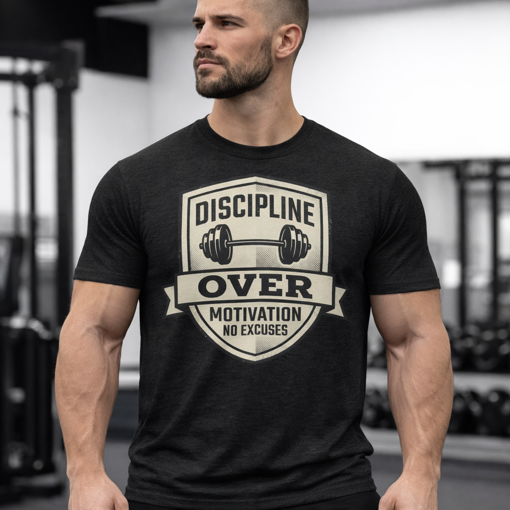 Discipline Over Motivation Gym T-Shirt — "Discipline Over Motivation, No Excuses" Workout Tee