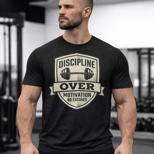 Discipline Over Motivation Gym T-Shirt — "Discipline Over Motivation, No Excuses" Workout Tee